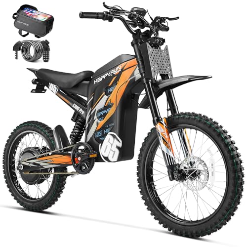 Image of HAPPYRUN G300 Pro Electric Dirt Bike for Adults, 72V 30Ah Battery, 6500W Motor, 50 MPH Speed, 70 Mile Range, 350 Lbs Load Capacity, Hydraulic Brakes