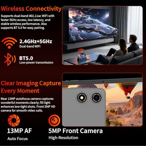Image of Android Tablet with Keyboard - Android 16 tablet with 26GB+256GB+2TB Expand, 10 inch Tablet with 8-Core, Gemini AI, 5G WiFi, 8000mAh, GPS, GMS, Electronic Tablet PC with Case /Mouse /Stylus-Black Case