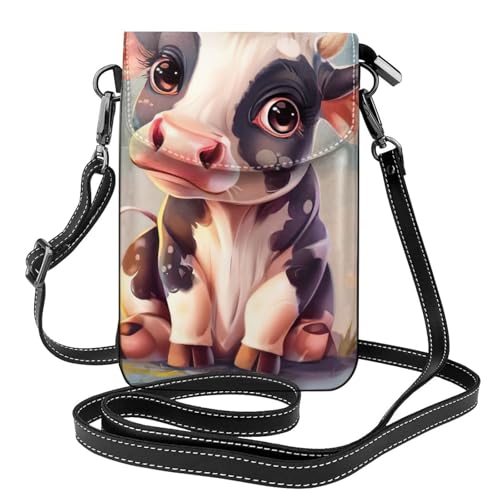 LIXLZH Bonito bolso cruzado pequeño con estampado de vaca, correa de hombro ajustable para mujer, mini monedero para teléfono celular, negro, talla única, Negro, One Size