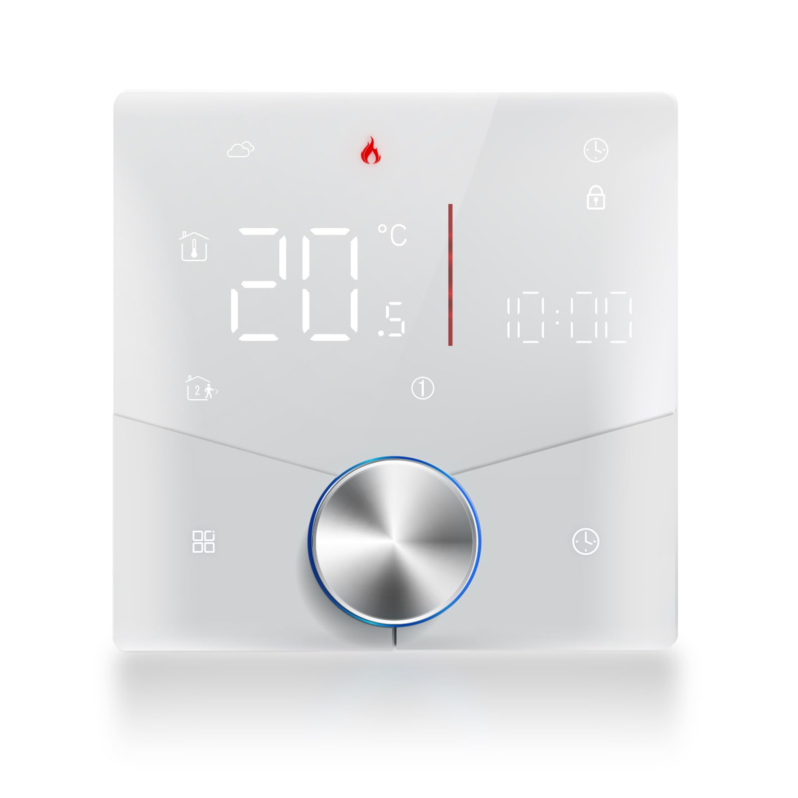 Hyuduo Inteligentny Termostat WiFi, Sterownik Wodnego Ogrzewania Podłogowego 5A ze Sterowaniem za pomocą Aplikacji, Programowalny Co tydzień Panel Dotykowy, Pokrętło Kolorowego Oświetlenia,
