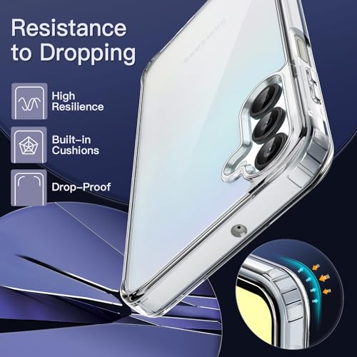 Image of JETech Cover Case for Samsung Galaxy A15 5G / 4G 6.5-Inch, Non-Yellowing Shockproof Bumper Protective Phone Cover, Anti-Scratch Hard PC Back (Clear)