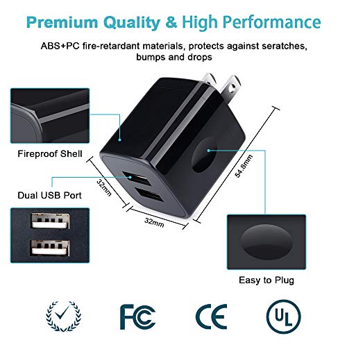 Android Charger, 2-Pack 2.1A Dual Port Usb Charging Block Charger Plug With 6Ft Fast Charging Micro Usb Cable Phone Chargers Android Cord For Samsung Galaxy S7 S6 S5 J7V J7 J8 Note 5,Lg K40 K30 K20 G3 #TOP2