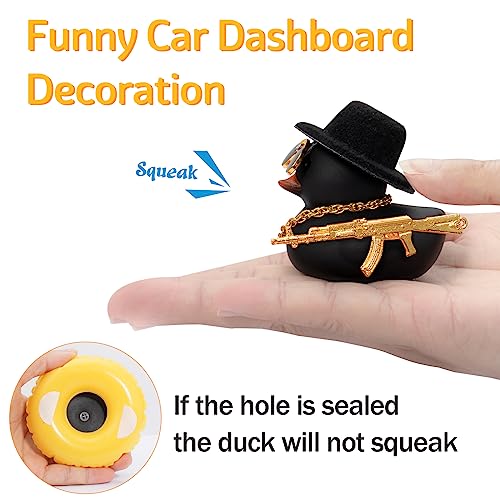 Image of wonuu Car Ornament Rubber Duck, for Car Dashboard Decoration Accessories with Hat Swim Ring Necklace Sunglasses, A Pink&Pink Cowboy Hat&Pink Duck