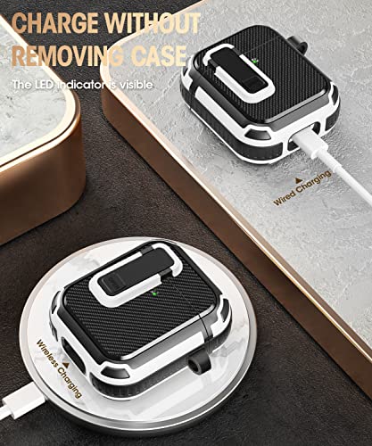 Koaichi For Airpods 2Nd/1St Generation Case, Full-Body Ultra-Hard Shell Protective Cover With Lock, Powerful Drop Protection, Well Built Case Designed For Airpods 2/1, Black/White #TOP2