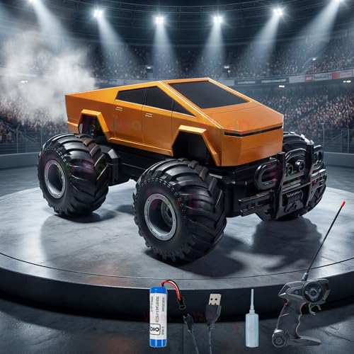 Image of VikriDA Cuppy Rechargeable Cyberon RC Truck for Kids - 2.4GHz Remote Control Off-Road Car, Turbo Speed, 4 LED Modes, Anti-Skid Tyres, Type-C Charging, 100 ft Range