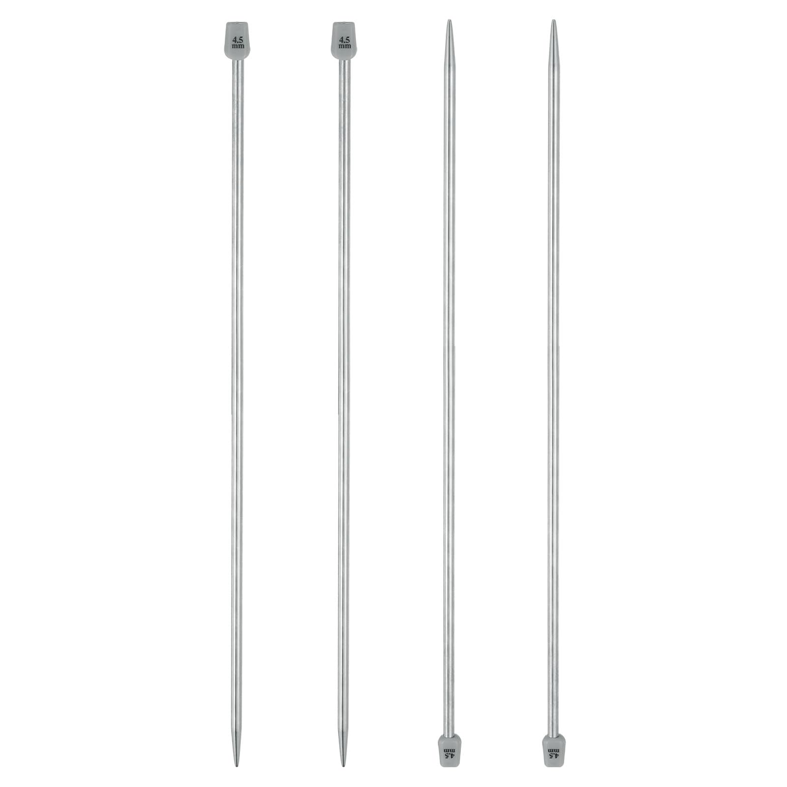 sourcing map 4Pcs 4.5mm(7) Single Pointed Knitting Needles Stainless Steel 13.8 Inches Length Metal Weaving Tool for Handmade Projects DIY Knitting