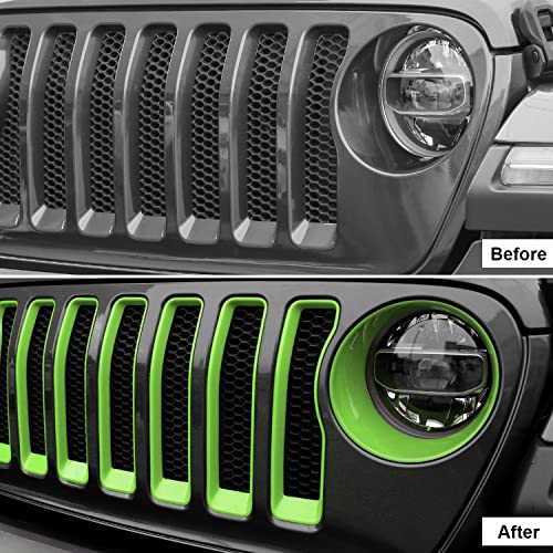 Image of CheroCar for JL Mesh Grille Grill Insert & Headlight Turn Light Cover Trim Exterior Accessories for Jeep Wrangler JL JLU 2018-2026 & Gladiator JT 2020-2026