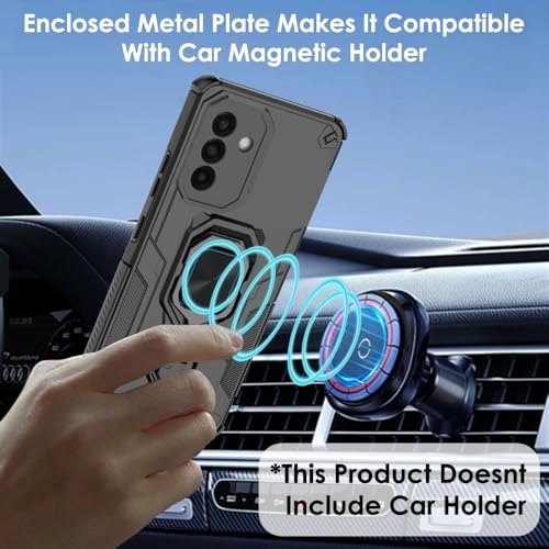 Image of TheGiftKart Tough Armor Bumper Back Case Cover for Samsung Galaxy A55 5G | Ring Holder & Kickstand in-Built | 360 Degree Protection Back Case Cover for Samsung Galaxy A55 5G (PC & TPU, Black)