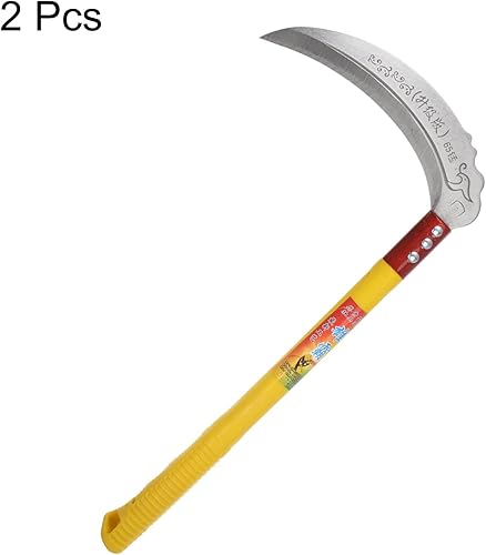 Miniatura 3 de HARFINGTON 2 hojas de limpieza de cepillo de 9 pulgadas con hoja de acero al carbono forjado y mango de plástico amarillo, cuchillo machete Billhook