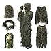 HaoFst Medium-Large Adults Size Ghillie Suit Camo Woodland Camouflage Forest Hunting 4-Piece + Bag Adult M-L
