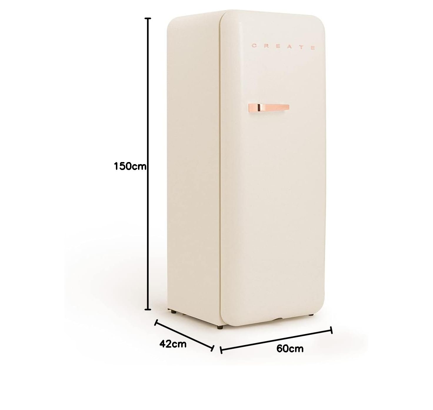 CREATE / RETRO FRIDGE 150 WOOD/Frigorífico blanco roto maneta madera con congelador 281L / 102W. bajo consumo. diseño vintage. 150cm. 3 estantes. regulador temperatura. botellero. 60x60x150cm — view 79
