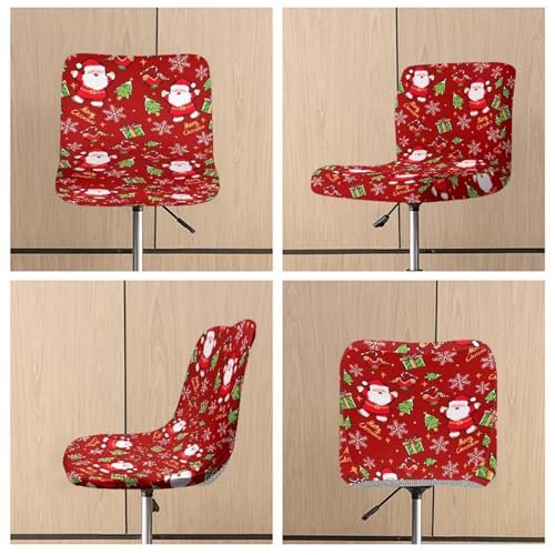 Image of Santa Claus Bar Stool Covers with Backs Set of 2 Waterproof Swivel Bar Stool Covers Slipcovers with Elastic Band Non-Slip Cushion Slipcover for Counter Christmas Decor