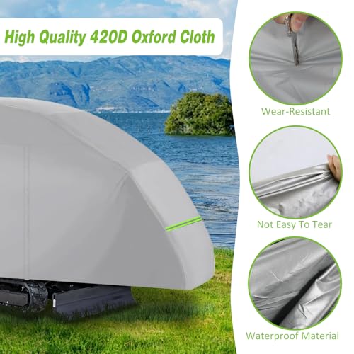 Image of Mini Excavator Cover 420D Waterproof Zippered Excavators Cover for Bobcat Kubota John Deere Takeuchi Yanmar Excavator Protection Cover with Zipper & Reflective Strip for 800-1600kg(Silver)