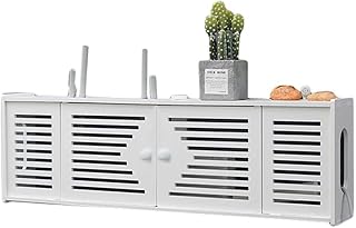 Large WiFi Router Storage Box Router Shelf Wall Mount, Wireless Router Storage Box,Router Organizer, Hider Cord Management Container, Creative Decorative Storage Box,White,Large