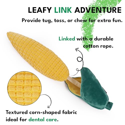 CHEWFFON Brinquedos interativos para cães em forma de milho – Quebra-cabeça de pelúcia estridente e