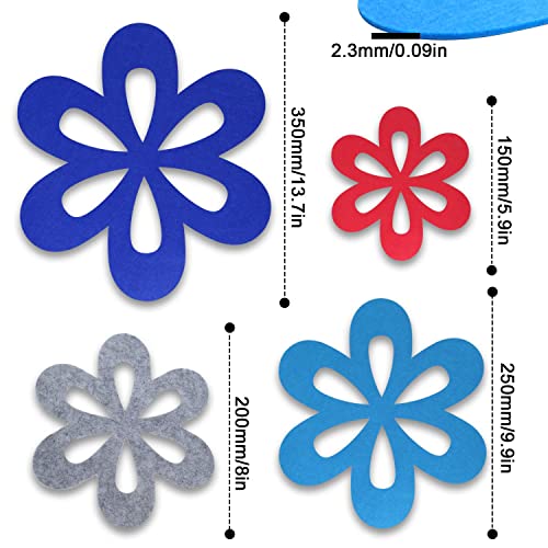 Pfannenschoner Filz,KINHARD 12 Stück Blumenform Stapelschutz35CM Königsblau 25CM Himmelblau 20CM Silbergrau 15CM Rot für… - Image 3
