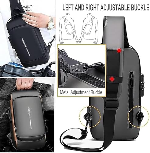 Image of WildHorn AeroShield Waterproof Anti-Theft Sling Bag for Men & Women | Crossbody Chest Shoulder Bag with USB Charging Port | Lightweight, Travel & Daily Use | Adjustable Strap