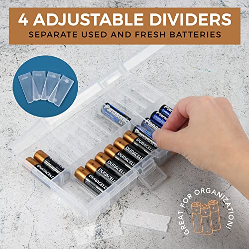 GlossyEnd Set of 4 - Two AA and Two AAA Battery Storage Box, Battery Storage Case Holder with Tester, Clear. Each Case Stores 48 Batteries - Image 4