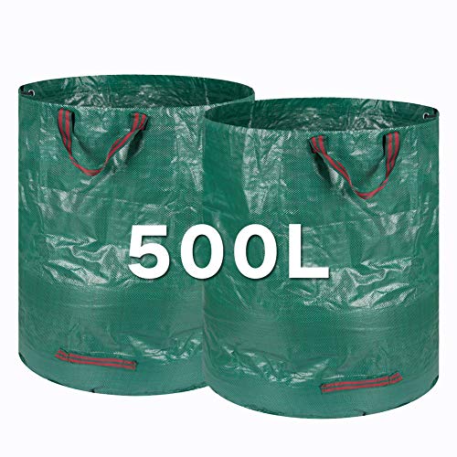 Preisvergleich Produktbild Kyrieval Gartensack 500L Laubsack Gartenabfallsäcke aus robustem PP-Gewebe 2 STK
