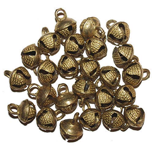 SATRANG ONLINE ghungroo bells (50 pcs) indian anklets/loose beads - bellydance music classes craft, size - 1 cm-Gold-image-2
