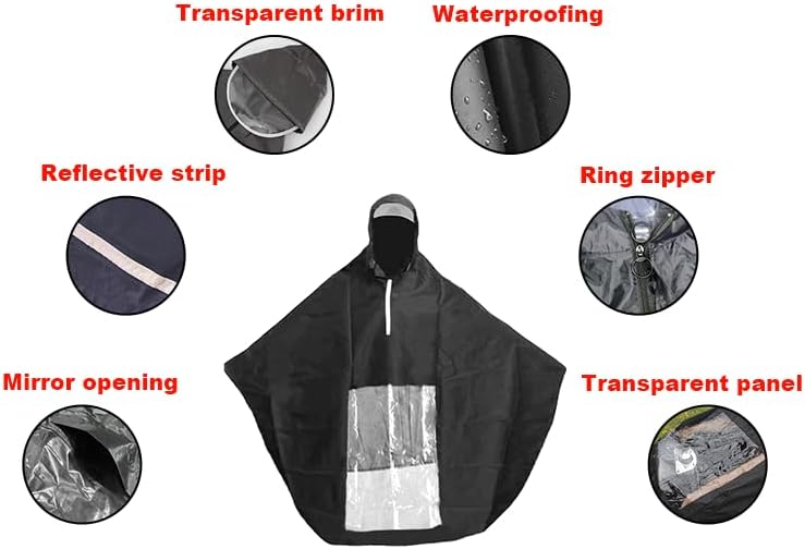 Elderly Four-Wheeled Electric Mobility Scooter Raincoat, Mobility Scooter rain Cover, rain and Snow Protection, with Rearview Mirror Opening(Black) - Image 4