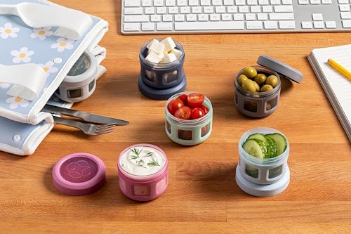 Ello 620-6717-931-4 Reusable Condiment Containers 4Oz Each With Screw-On Leak Proof Lid 6 Pack | Perfect For Salad Dressing Sauce Dips Lunchbox Picnic Travel Bento Box thumb #1