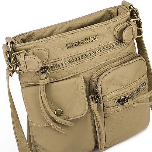 Image of Montana West Crossbody Bag for Women Multi Pocket Shoulder Medium Travel Purses Ultra Soft Washed Leather