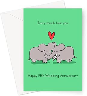Ivory Much Love You Happy 14th Wedding Anniversary Greeting Card | Ivory 14 Year Funny Anniversary Card, Fourteenth Anniversary Card for Husband Or Wife, Him Or Her, Ivory Joke Anniversary Card