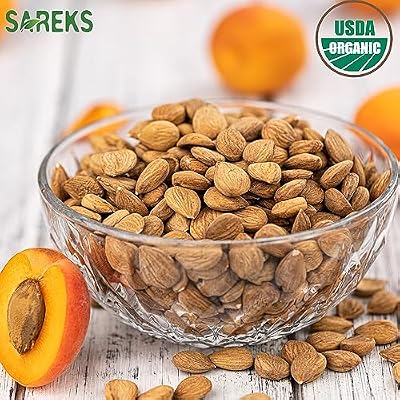 Bitter Apricot Kernels Organic Raw (1LB),%100 USDA Organic Certified Seeds, NON-GMO, Product of Turkey, Gluten Free, Resealable Bag