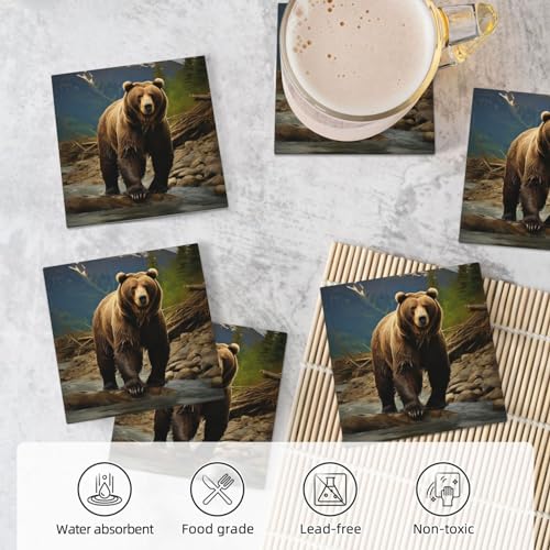 Dessous de verre céramique ours marron, le cadeau de table parfait - 6