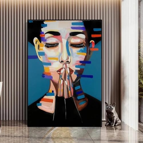 Peinture sur toile moderne haut de gamme de femme en prière XBTYKPB
