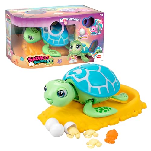 Bizak Salva La Tortuga Color Verde, Mascota Interactiva para niños y niñas, Experiencia de unboxing, Limpia y cuida tu Animal Interactivo con reaccione y Sonidos, Juego de cuidados, (62008633-2)