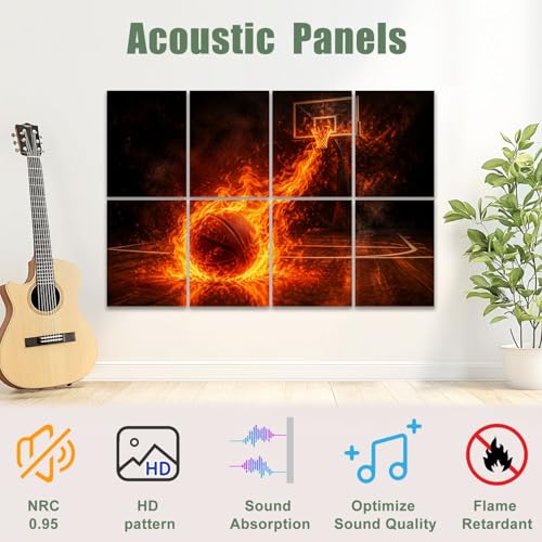 8 Pack Paneles Acústicos Decorativos Absorbentes de Sonido con Efectos de Fuego, 48"x32" miniatura 3
