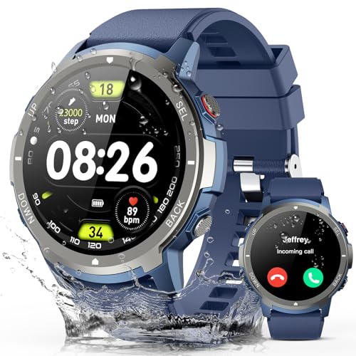 Smart Watch, 2025 Military Waterproof Fitness Sleep Tracker Watch with 110 Ports Modes, Smartwatch...