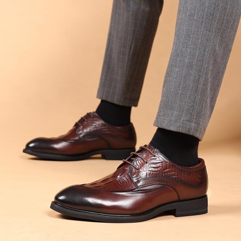 Slip On Dress Shoes for Men Lace Up Comfort Business Casual Oxford Shoes Round Toe Slip-on Fashion Low Top Oxfords Shoes4