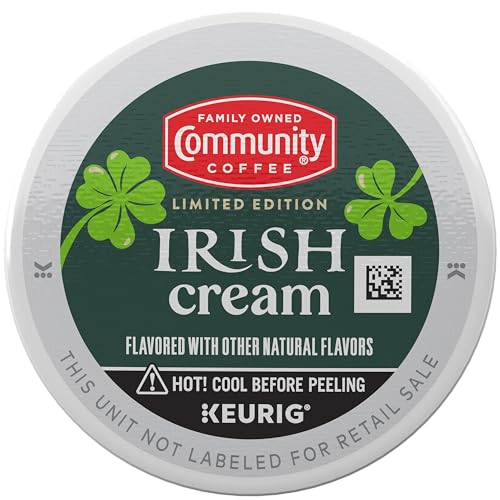 Image of Community Coffee Irish Cream Flavored Coffee Pods, 10 count, Medium Roast Compatible with Keurig 2.0 K-Cup Brewers, 10 Count (Pack of 1)