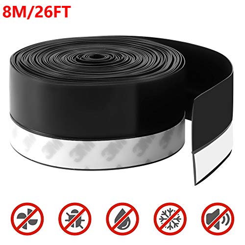 Silicone Seal Strip,8M/26ft Door Strip Bottom for Doors Silicone Sealing Sticker Adhesive