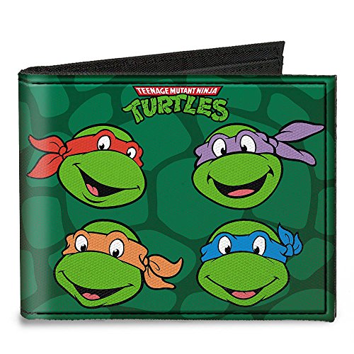 Buckle-Down Canvas Bi-fold Wallet-Classic TMNT Group Faces + Pose Turt