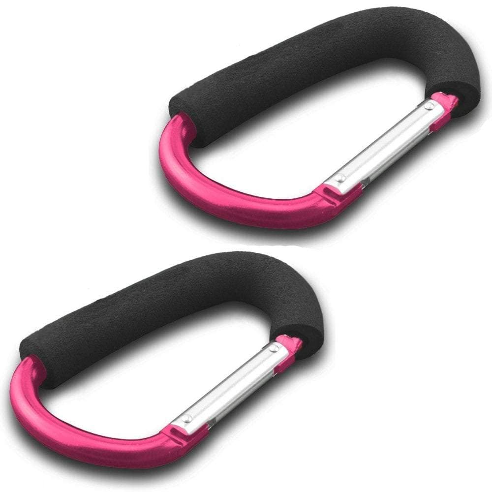 For Your Little One 2X Buggy Clip/Buggy Hooks Compatible with Pram/Pushchair/Stroller/Buggy Pink