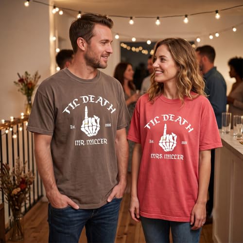 Image of Anniversary Matching Shirts, for Couple, Heart Design T-Shirt Set, Wedding Present, Honeymoon Outfit