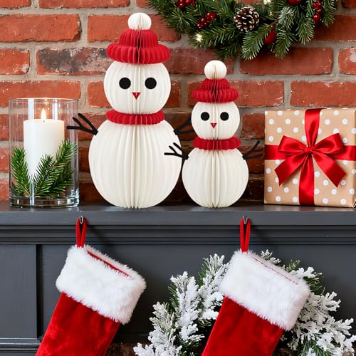 Meiduo Snowman Decor, 2 Pcs Honeycomb Paper Christmas Table Centerpieces - image 5