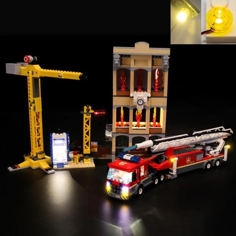 USB Light Kit for Lego City Fire Brigade Downtown Fire Brigade 60216 Brick Building Blocks-(Not Include Lego Model)