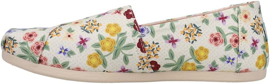 TOMS Womens Alpargata Autumn Floral Slip On Flats Casual - White - Size 9.5 B