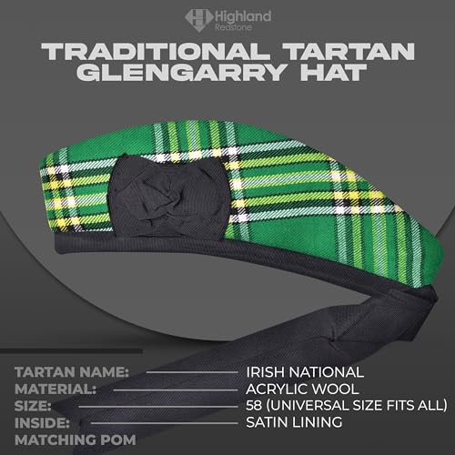 Image of Glengarry Cap-Traditional Scottish Hat, Acrylic Wool Tartan Glengarry hat, Kilts /Bagpipes Accessories
