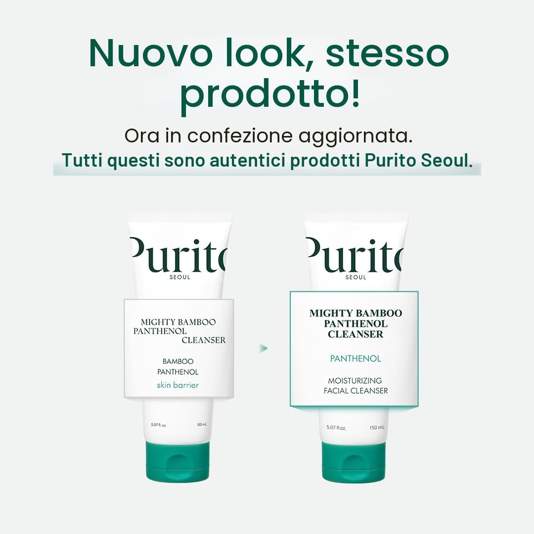 PURITO Mighty Bamboo Panthenol Detergente Viso, Delicato Detergente Idratante per Pelle Sensibile, Detergente Viso Vegano e Non Testato sugli Animali 150ml / 5,07 fl. Oz.