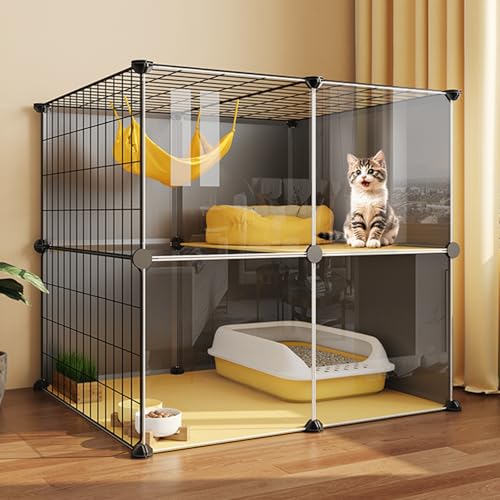 キャット ケージ 猫のゲージ ネコ ケージ 二重ドア取り外し可能 ハンモックと梯子付き 猫けーじ人気安い ケージ猫 猫のケージ 子猫の隔離と誘導のための2段透明可視猫 ゲージ 猫ケージ 猫用ゲージ キャットケージ
