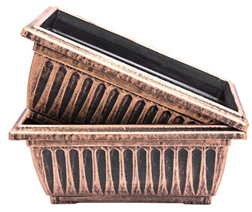 Macetero rectangular con aspecto rústico para jardín, patio, oficina, decoración del hogar, larga duración, reutilizable, peso ligero