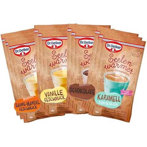 Dr. Oetker Seelenwärmer im praktischen 12er Probier-Set - der Tassenpudding in den bewährten Geschmacksrichtungen Schokolade, Vanille, Sahne-Mandel und Karamell Cover