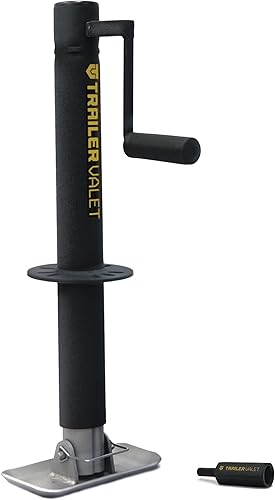 Trailer Valet JX2-C - Gato de remolque montado en el centro con capacidad de 2,000 libras, placa de pie, operación manual y de taladro,