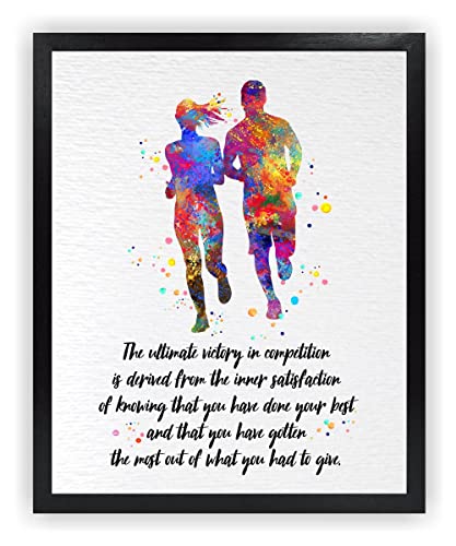 Dignovel Studios 28 x 35 cm ungerahmter Läufer Frau Mann Laufen Paar Marathon Outdoor Sport motivierendes inspirierendes Zitat Sieg Wettbewerb Aquarell Kunstdruck Poster Wandbehang Dekor DN769 Cover